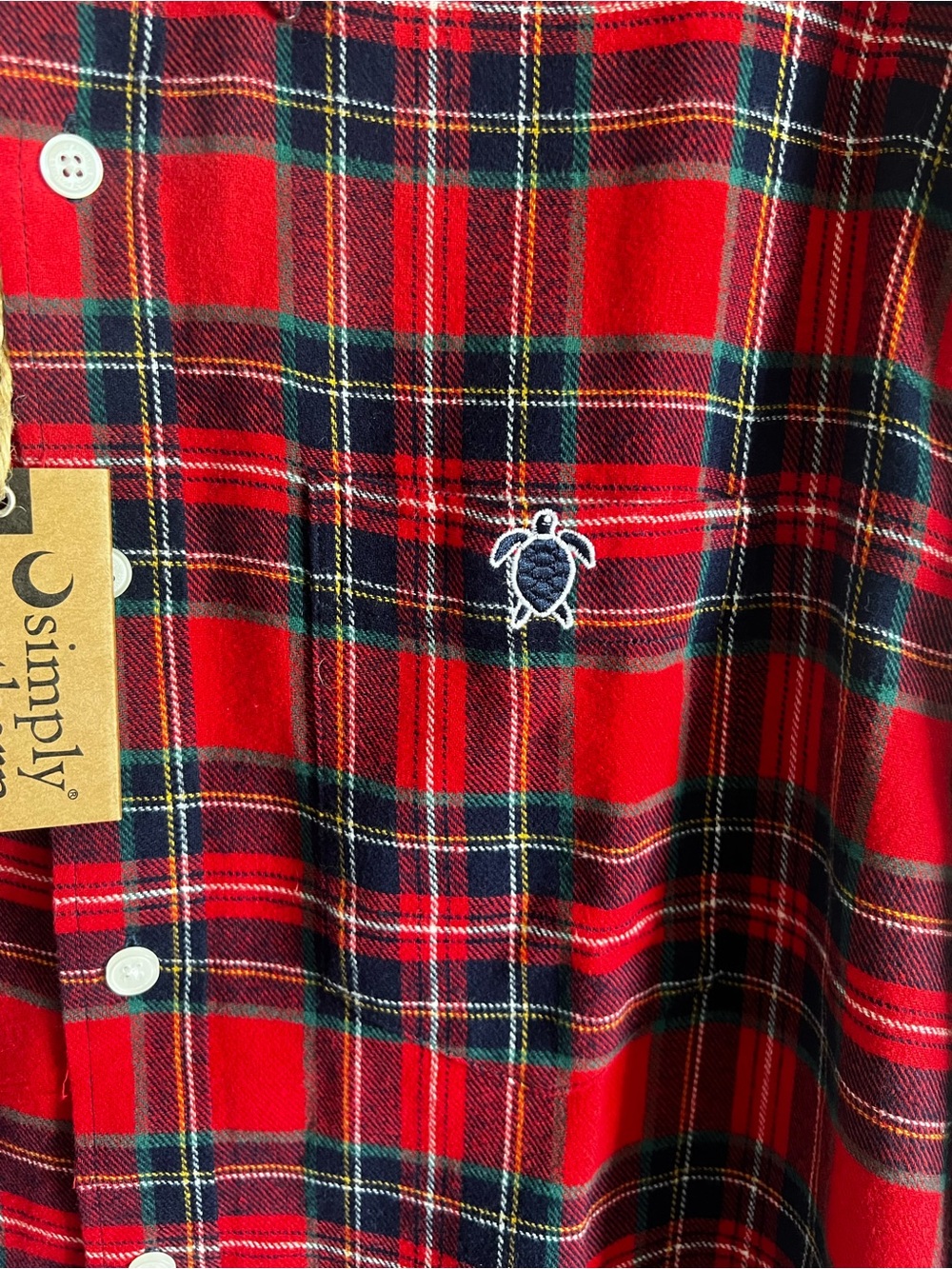 Simply Southern Red Plaid Button-Down Shirt Cotton Holiday NEW Large - Picture 4 of 5